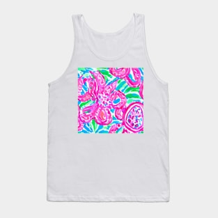 Preppy anstract floral in pink and green Tank Top